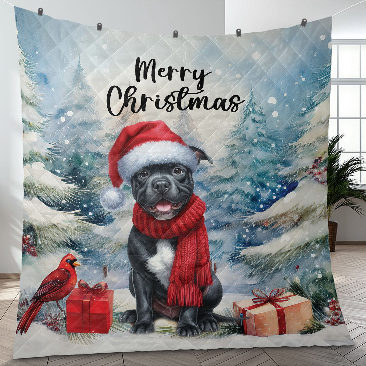 Merry Christmas French Bulldog Enjoys Woofmas Winter Xmas Holiday Quilt Bedding Set Dog Lover Gifts 1 Blanket Bed Cover 2 Pillowcases - 02022