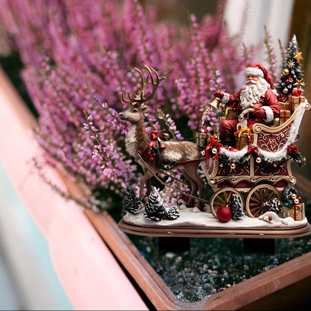YANHAIGONG Christmas Santa Claus Decorations,Christmas Santa Claus Gnome Ornaments,Christmas Santa Claus Figures Toys,Santa Claus Figurine for Tabletop,Santa Claus and Elks Acrylic Floor Decoration