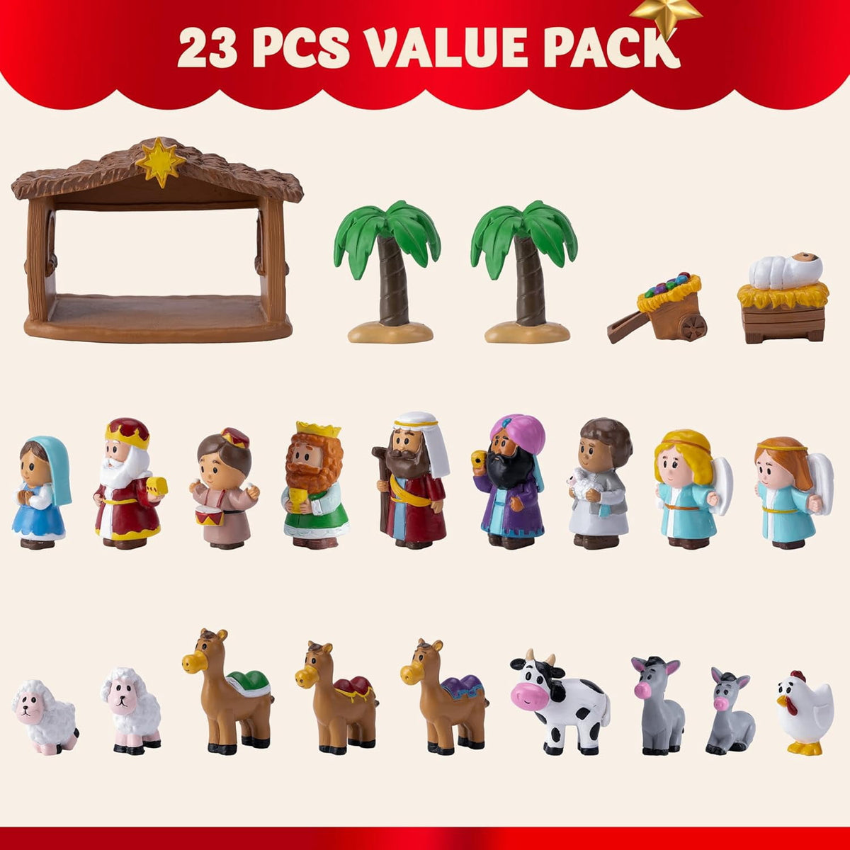Joyfy Christmas Advent Calendar 2026 Nativity Figurine Set,Christmas Countdown Nativity Scene Set for Kids Boys Girls,24 PCS Nativity Advent Calendar