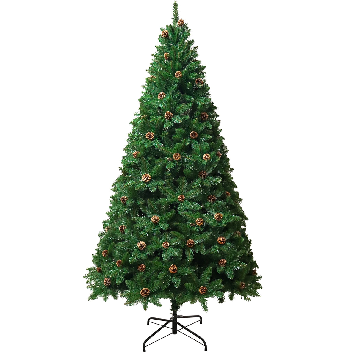 Yexmas 6FT Pre-Lit Green Christmas Tree with Pinecones, Artificial Xmas Tree with Large Storage Bag for Indoor Christmas Decorations