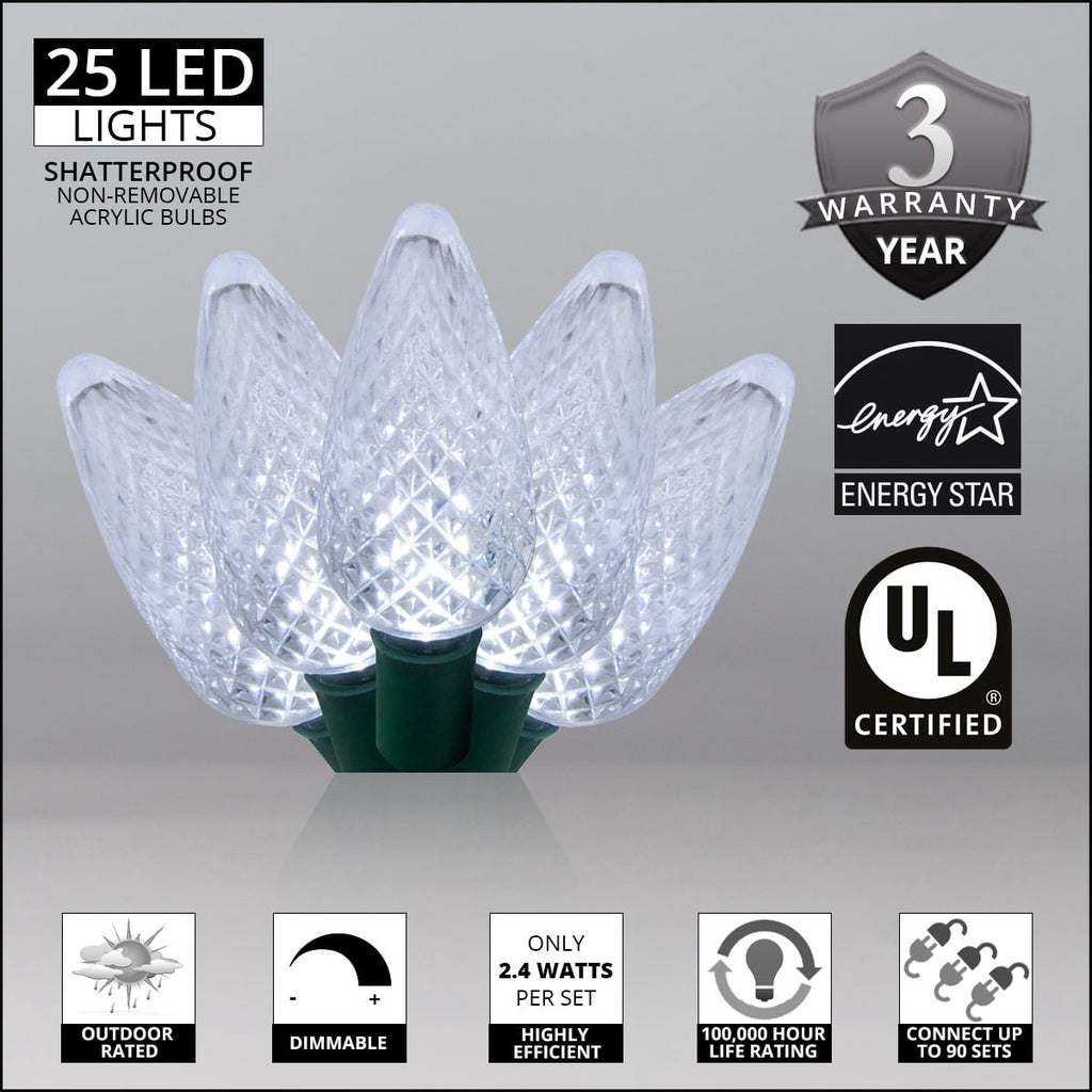Wintergreen Lighting White LED String Lights Holiday Lightings, 17' (25 Count)