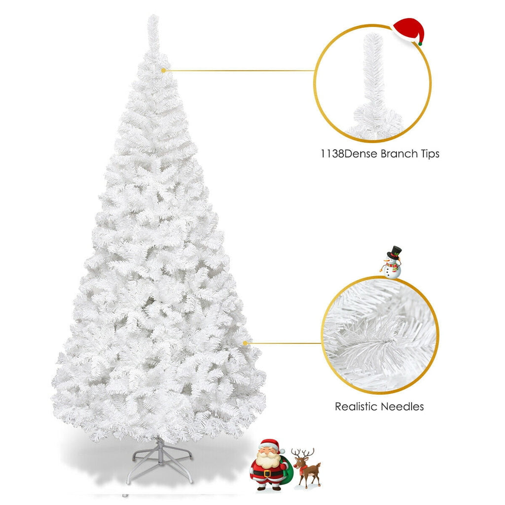 Costway 7Ft Artificial Xmas Tree Stand Christmas Decoration White