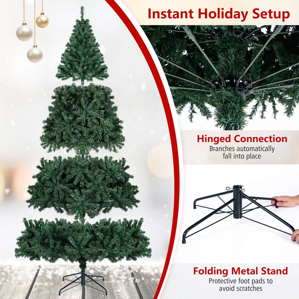 Costway 8Ft Pre-Lit Artificial Christmas Tree Hinged 750 LED Lights