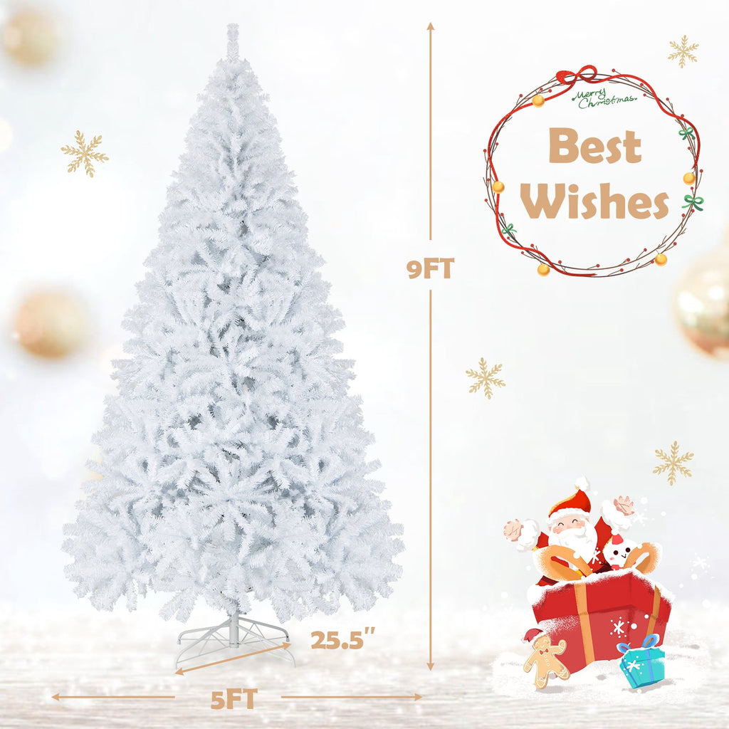 Costway 6 FT Unlit Christmas Tree Hinged with 1000 Branch Tips White