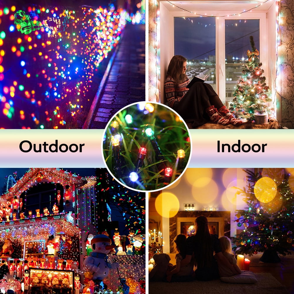 Christmas Lights Multicolor, Toodour 82ft 200 LED Christmas String Lights with 8 Modes, Timer, Connectable Plug in Christmas Outdoor Indoor Lights for Home, Garden, Party, Christmas Tree Decor