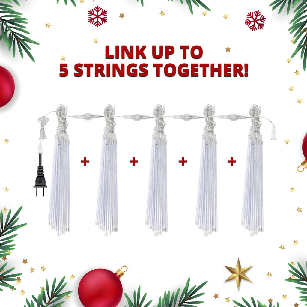 Christmas LED Meteor Shower Rain Warm Lights - 540 LEDs 10 Tubes, 20 Inch Drop/Icicle Snow Falling Raindrop Waterproof Cascading Lights for Wedding Xmas New Year Party Tree Decoration (Warm Light)