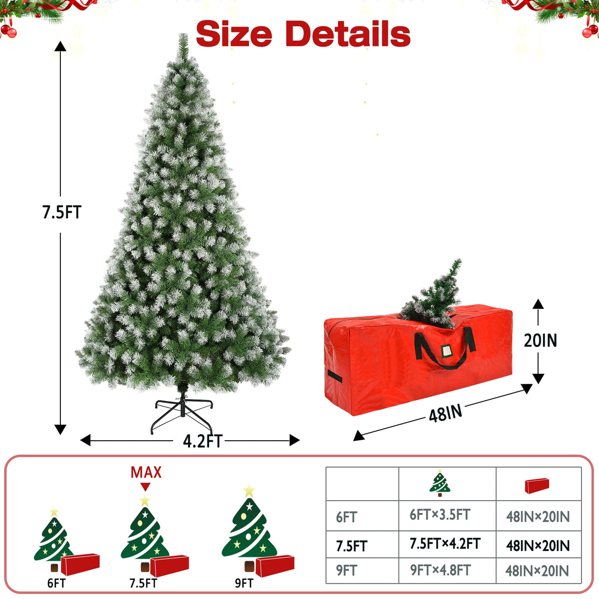 Yexmas 6ft Pre-Lit Green Christmas Tree, 11 Modes Colored LED Lights, Artificial Xmas Tree with Large Storage Bag