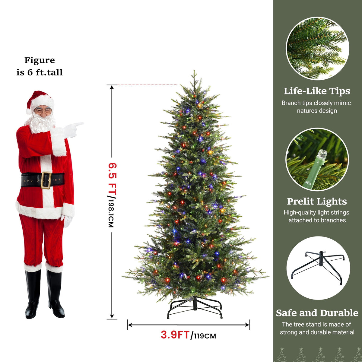 Lolsea 7ft Prelit Aspen Noble Fir Artificial Christmas Tree with Realistic PE Foliage, Warm White & Multi-Color Lights and Remote Control