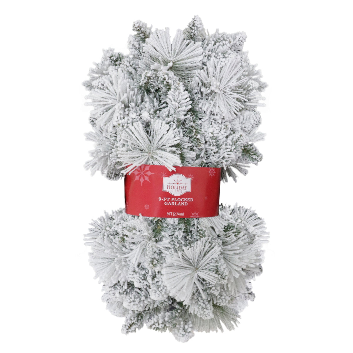 Snow-Flocked Winter Frost Unlit Artificial Christmas Garland, Green and White, 9', by Holiday Time