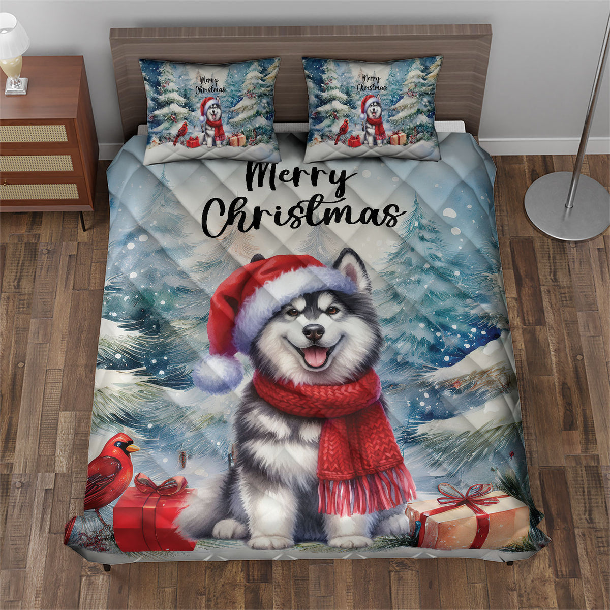 Merry Christmas French Bulldog Enjoys Woofmas Winter Xmas Holiday Quilt Bedding Set Dog Lover Gifts 1 Blanket Bed Cover 2 Pillowcases - 02022