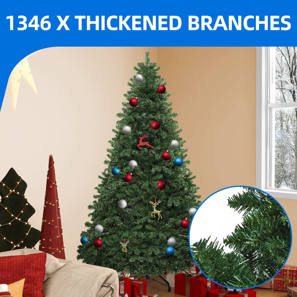 Dextrus 6ft Artificial Christmas Tree, Spruce Holiday Christmas Pine Tree with 880 Branch Tips & Metal Hinges, for Home, Office and Party Decor, Green