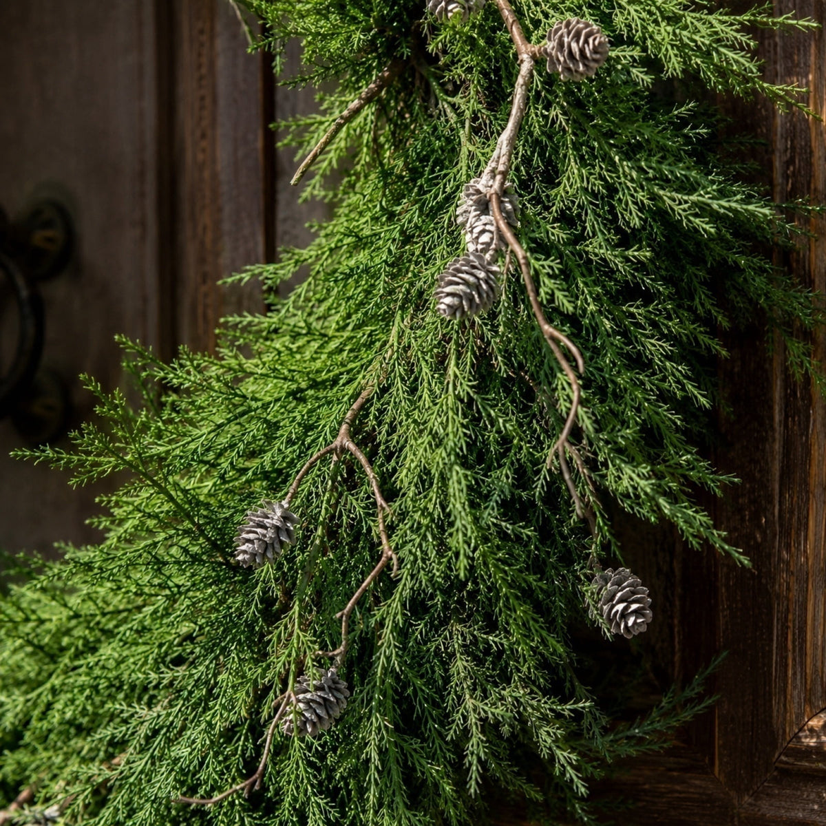 THOPBPRK Artificial Cedar Half Wreath for Front Door Christmas Decorations DIY Holiday with Bow Winter Hanging Ornament for Wall Window Home Decor, 23.6" A