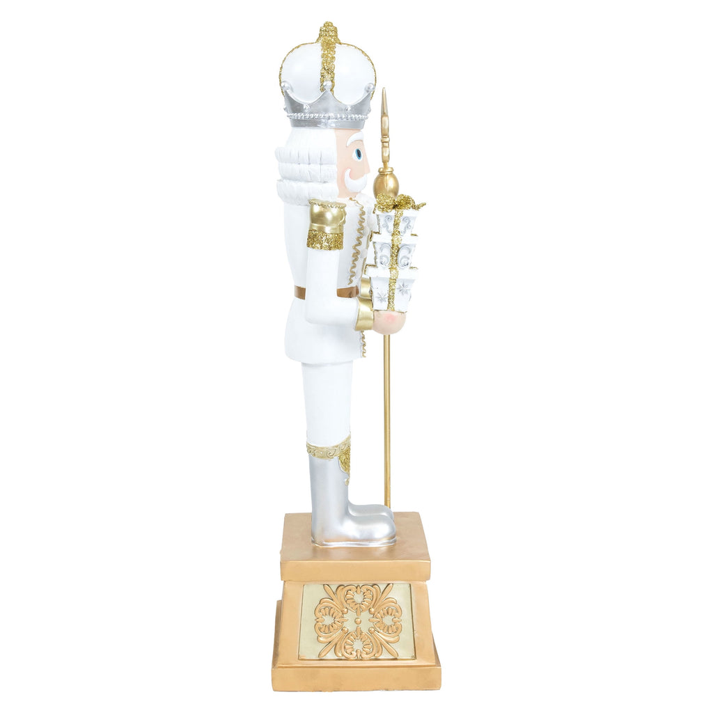 Sunnydaze Gold Polyresin Pierre the Fleur-de-Lis Nutcracker Christmas Statue, 47"