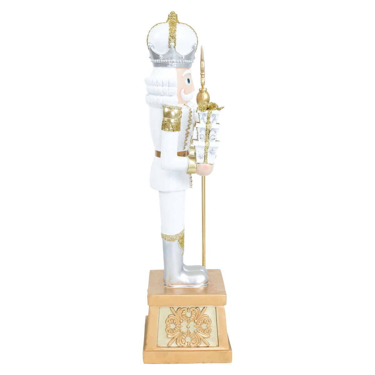 Sunnydaze Gold Polyresin Pierre the Fleur-de-Lis Nutcracker Christmas Statue, 47"