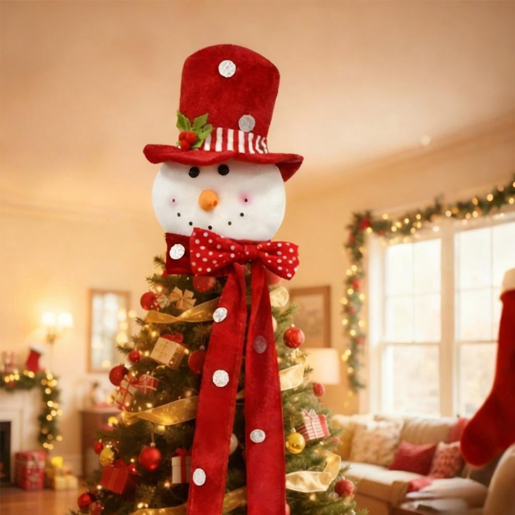 Christmas Tree Topper Snowman, Large Plush Holiday Treetop Ornament for Home Party Fireplaces Malls Decor