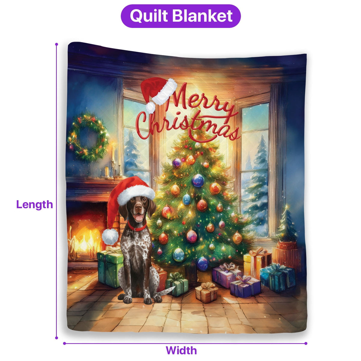 Merry Christmas French Bulldog Santa Hat Xmas Tree Winter Holiday Quilt Bedding Set Dog Lover Gifts 1 Blanket Bed Cover 2 Pillowcases - 01013