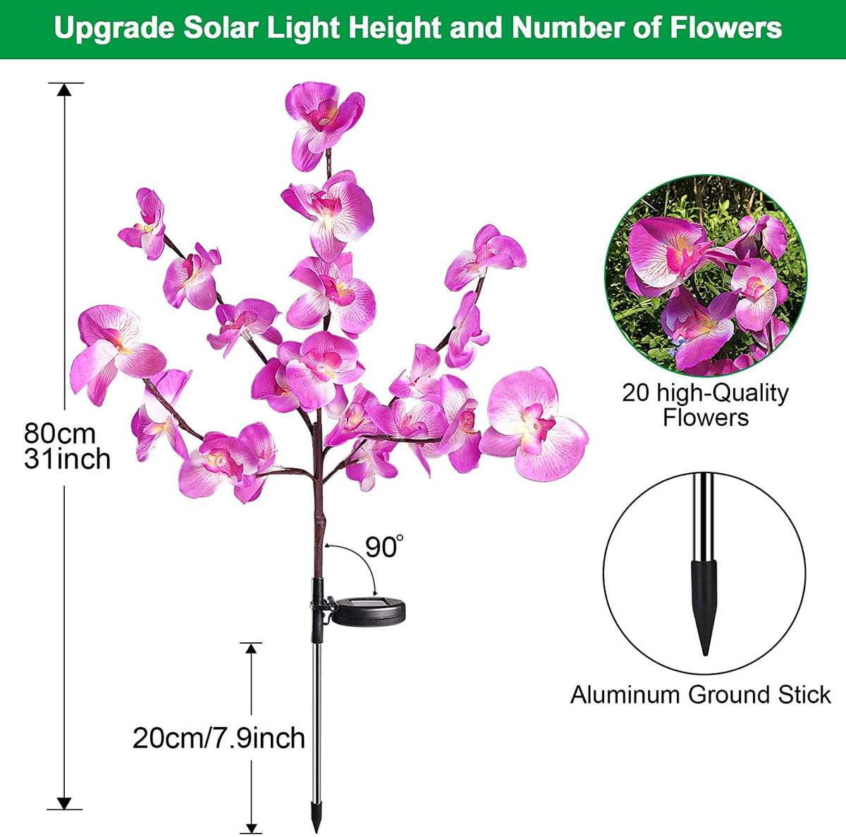 QiShi Solar Garden Lights Tree Outdoor Multi-Color Changing LED Stake Lights Flower for Garden, Patio, Yard and Decoration Solar Flickering Tree Lights (Tree,2 Pack)