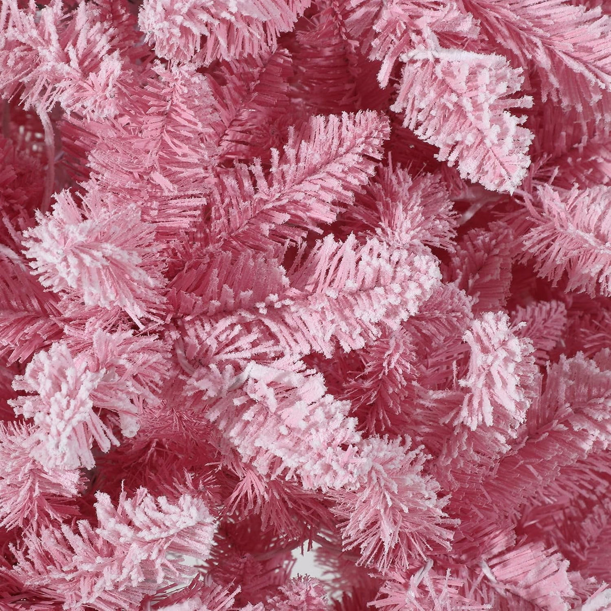 4.5/6/7.5/9/12 ft Artificial Christmas Tree with Warm White LED Lights, Pink Gradient Snow Frosted Xmas Tree for Holiday Decoration with 300 Realistic Branch Tips & Metal Stand