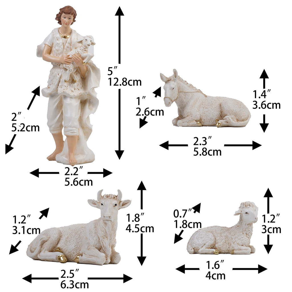 Nativity Set Christmas Indoor 5 inch 11 PCS Scene Statue Figurines Jesus Manger Crib Gift Catholic