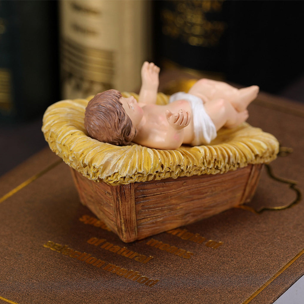 EWSFHUI Nativity Scene Ornament of Baby Jesus, Baby Jesus Christ in Manger Resin Figurines, Nativity Scene for Christmas Indoor -A
