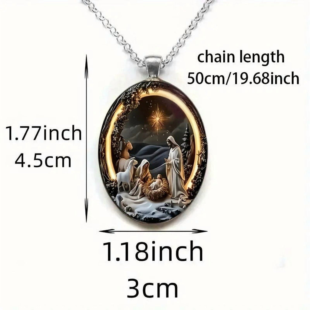 Uxgjfwu Nativity Scene Necklace, Jesus Incarnation Pendant with Manger Design, Christian Religious Jewelry for Christmas, Inspirational Gift for Believers, Symbolic