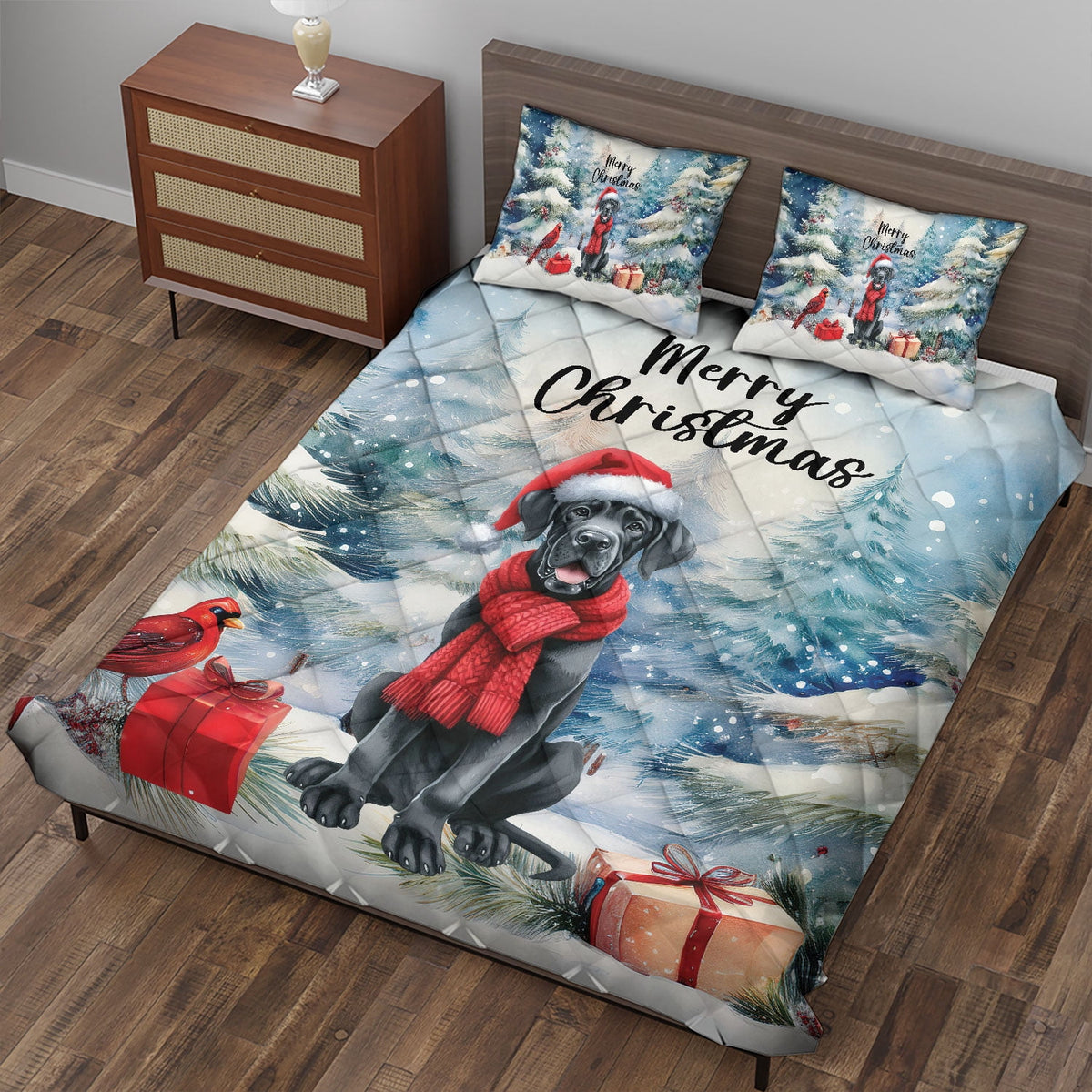 Merry Christmas French Bulldog Enjoys Woofmas Winter Xmas Holiday Quilt Bedding Set Dog Lover Gifts 1 Blanket Bed Cover 2 Pillowcases - 02022