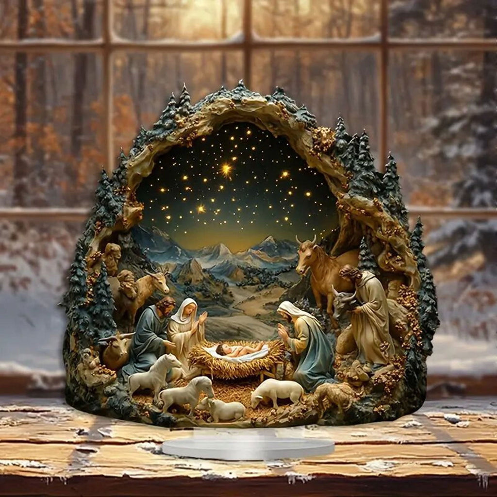 SSZMDLB under $5 Christmas Nativity Decor, Desktop Nativity Scene for Office, Religious Christmas Decoration, Acrylic Nativity Decor for Holiday
