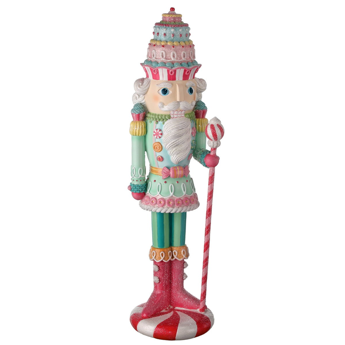 Regency International Resin Pastel Peppermint Nutcracker, 22 Inches, Figurine, Christmas, Tabletop Decor