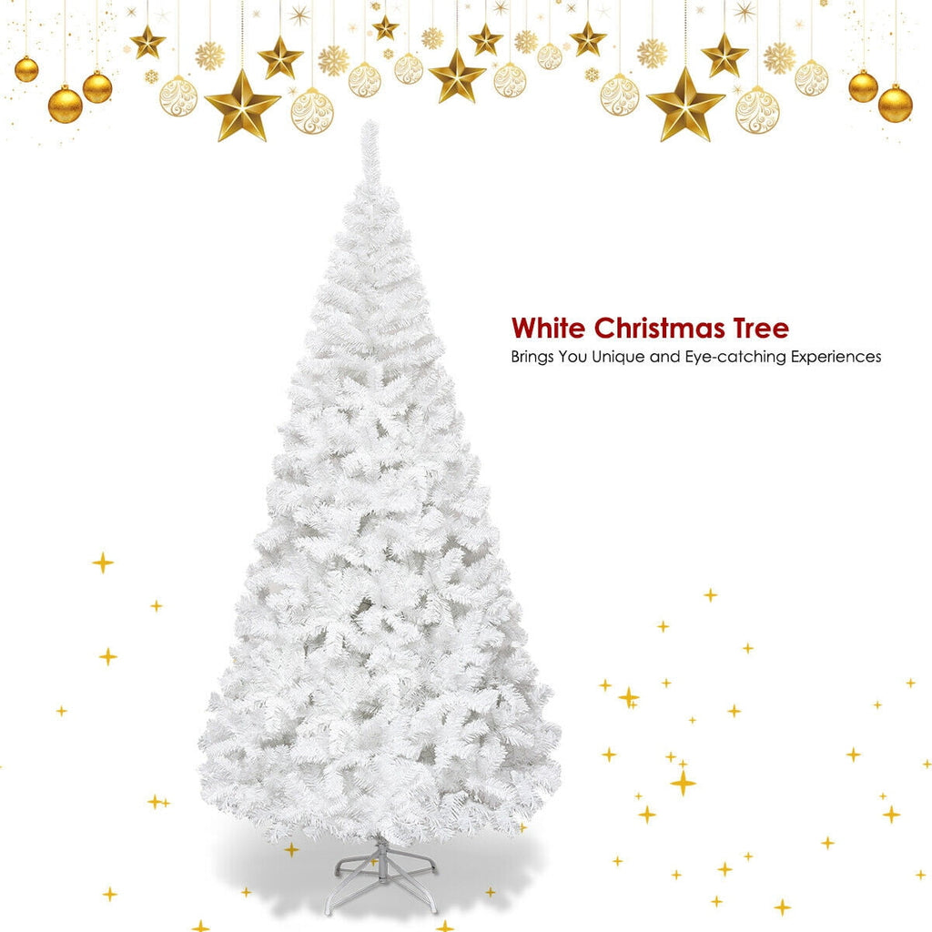 Costway 7Ft Artificial Xmas Tree Stand Christmas Decoration White