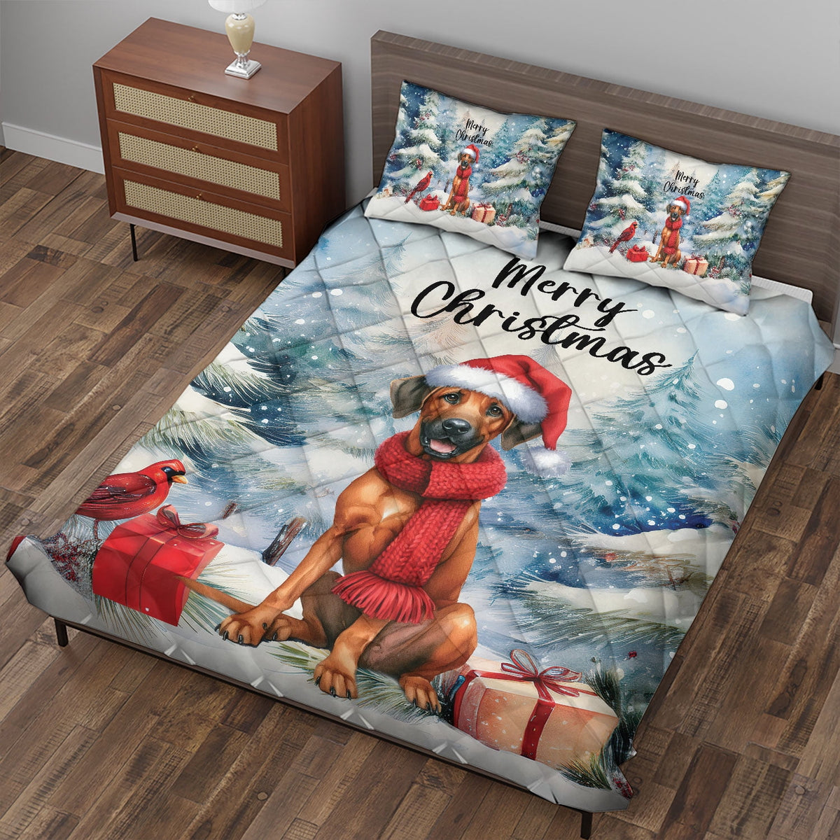 Merry Christmas French Bulldog Enjoys Woofmas Winter Xmas Holiday Quilt Bedding Set Dog Lover Gifts 1 Blanket Bed Cover 2 Pillowcases - 02022