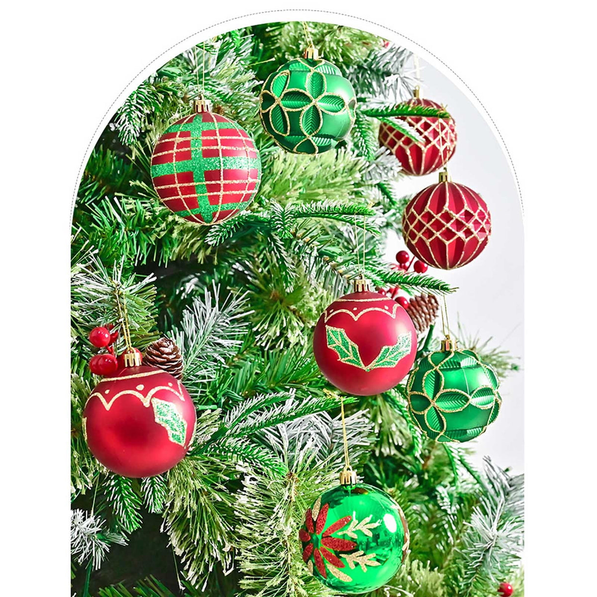 Kbndieu 16 Pcs Christmas Ornaments Ball 3.15" Multicolour Plastic Christmas Tree Decorations Set Shatterproof Hanging Ornaments for Christmas Tree Xmas Holiday Home Decor