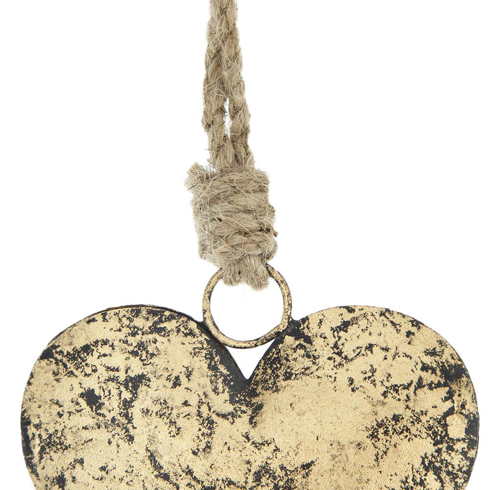 A&B Home Set of 12 Vintage Gold Iron Heart Hanging Ornaments 3.1" x 1.2" x 3.9"
