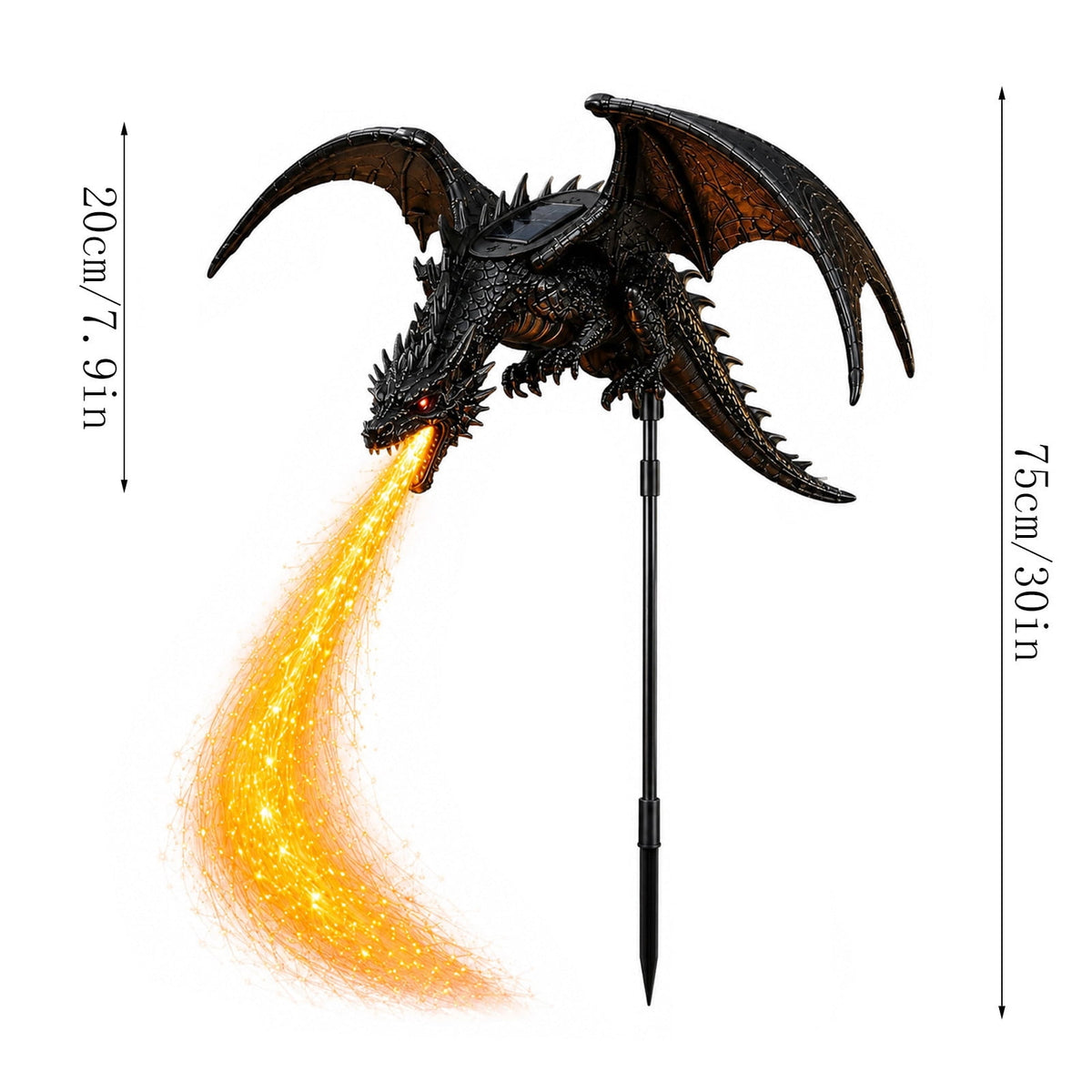 2027 New Solar Dragon Fire Garden Light, 30" Dragon Flame Solar Light, Dragon Garden Stake Outdoor Decor