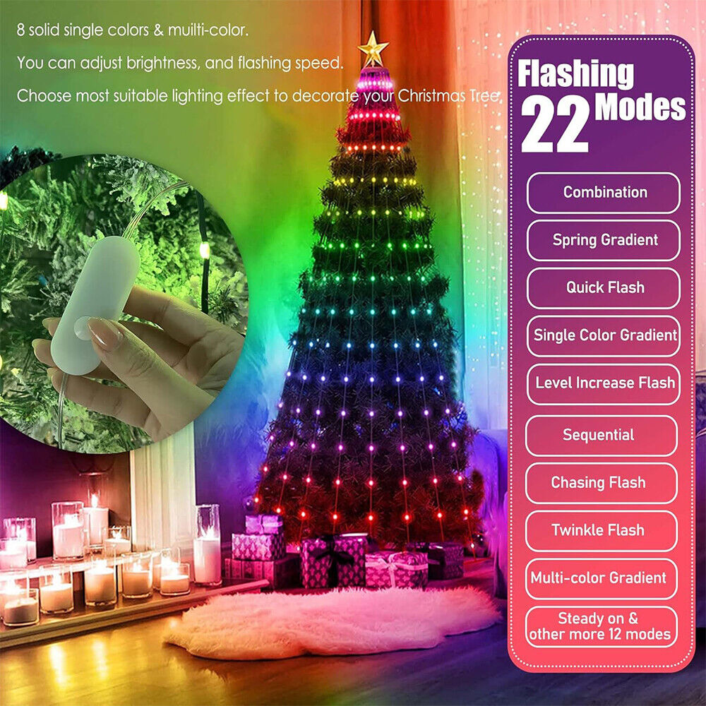 IC ICLOVER Christmas String Lights, 6.56FT x 400LEDs Waterfall String Lights, App Control with Remote, 10 Modes Christmas Tree Lights Waterproof for Indoor Outdoor Xmas Decorations