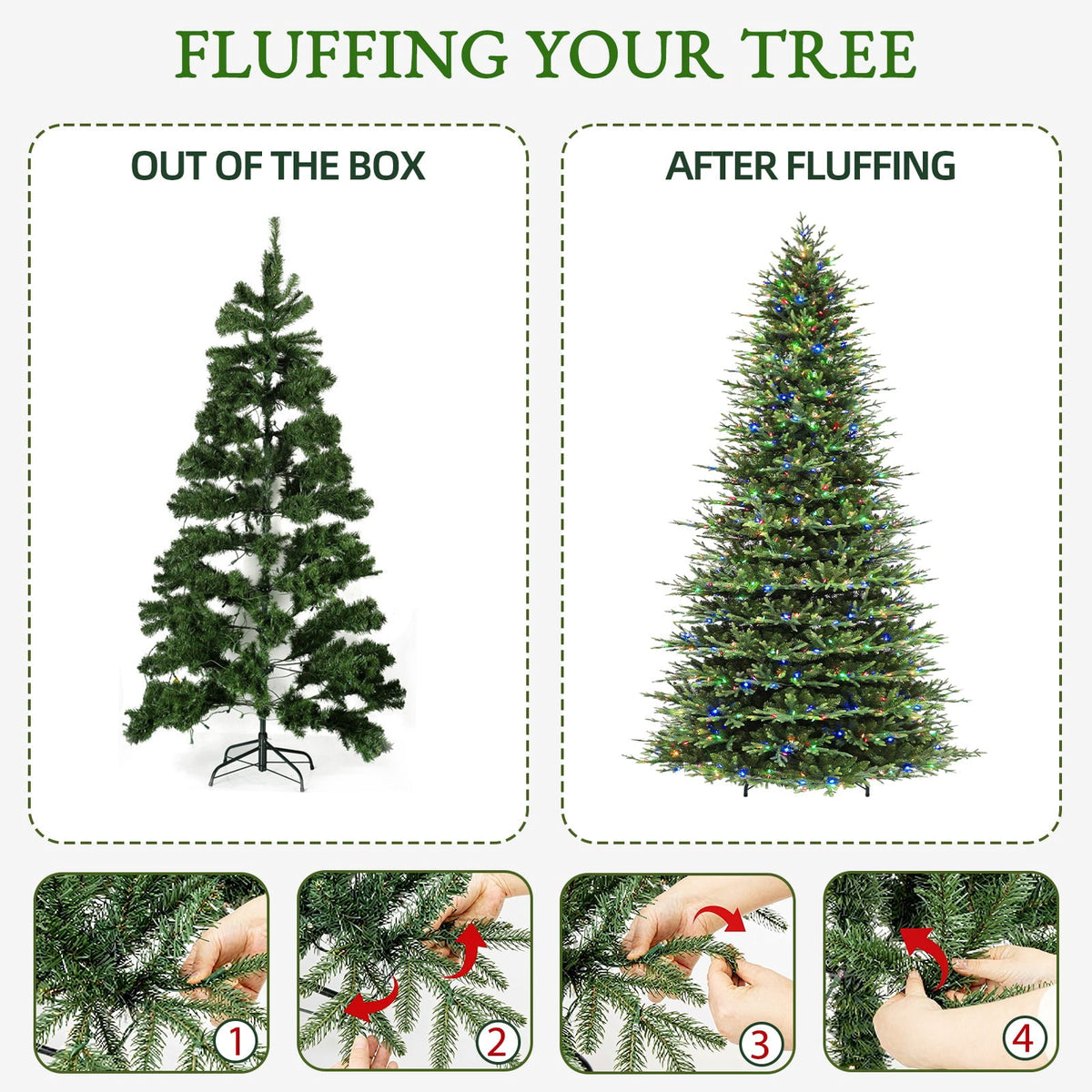 VIVATREES 12FT Pre-Lit Artificial Christmas Tree, 8165 Branch Tips 850 LED Lights, 10 Lighting Modes, PE+PVC Foliage, Foot Pedal Control Xmas Tree for Home, Office Decor
