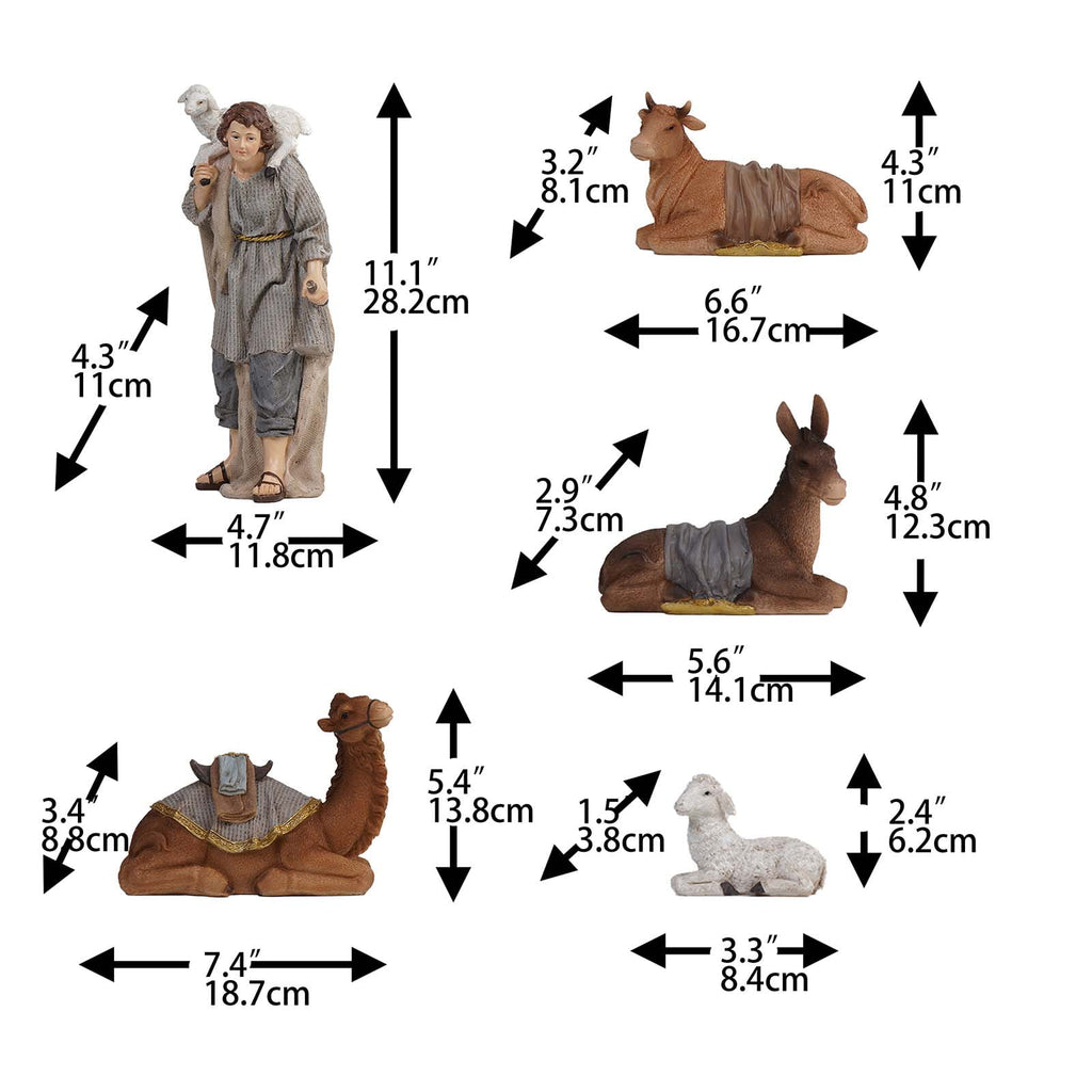 Nativity Set Christmas Indoor 12 inch 12 Pcs Scene Statue Figurines Jesus Manger Crib Gift Catholic Religious Decor