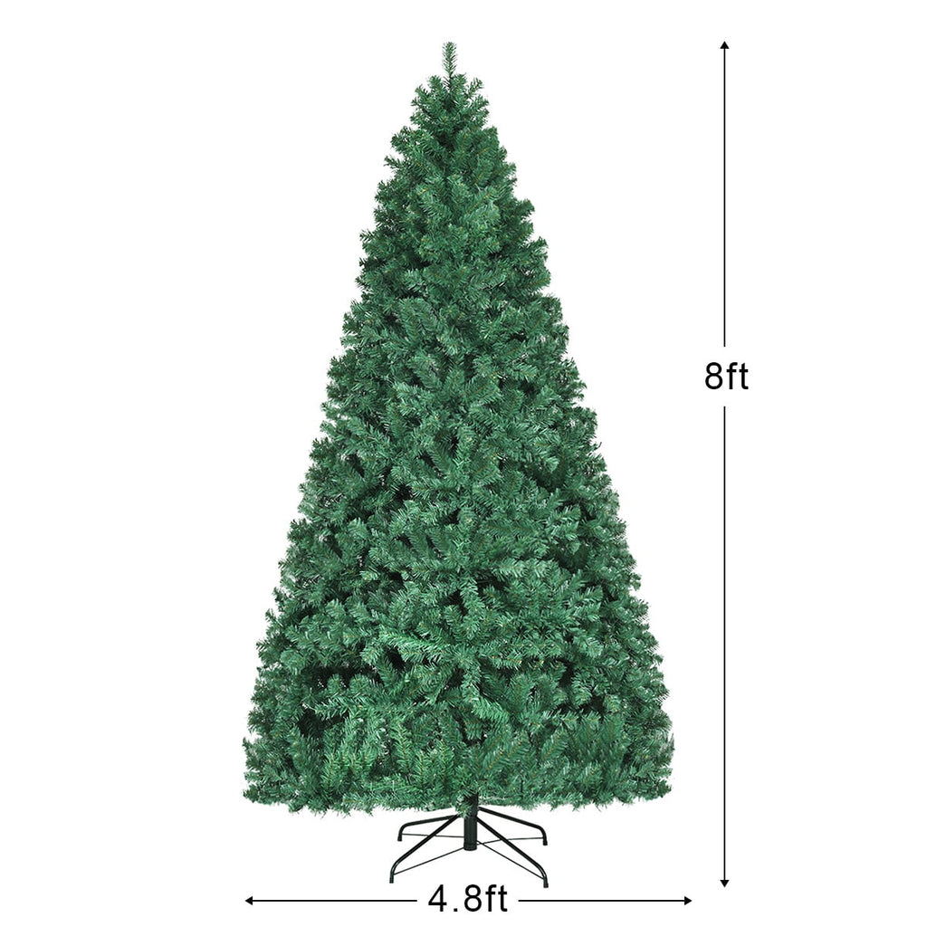 Costway 7Ft Pre-Lit PVC Hinged Christmas Tree 300 LED Lights Green