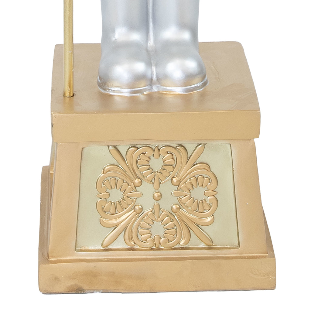 Sunnydaze Gold Polyresin Pierre the Fleur-de-Lis Nutcracker Christmas Statue, 47"