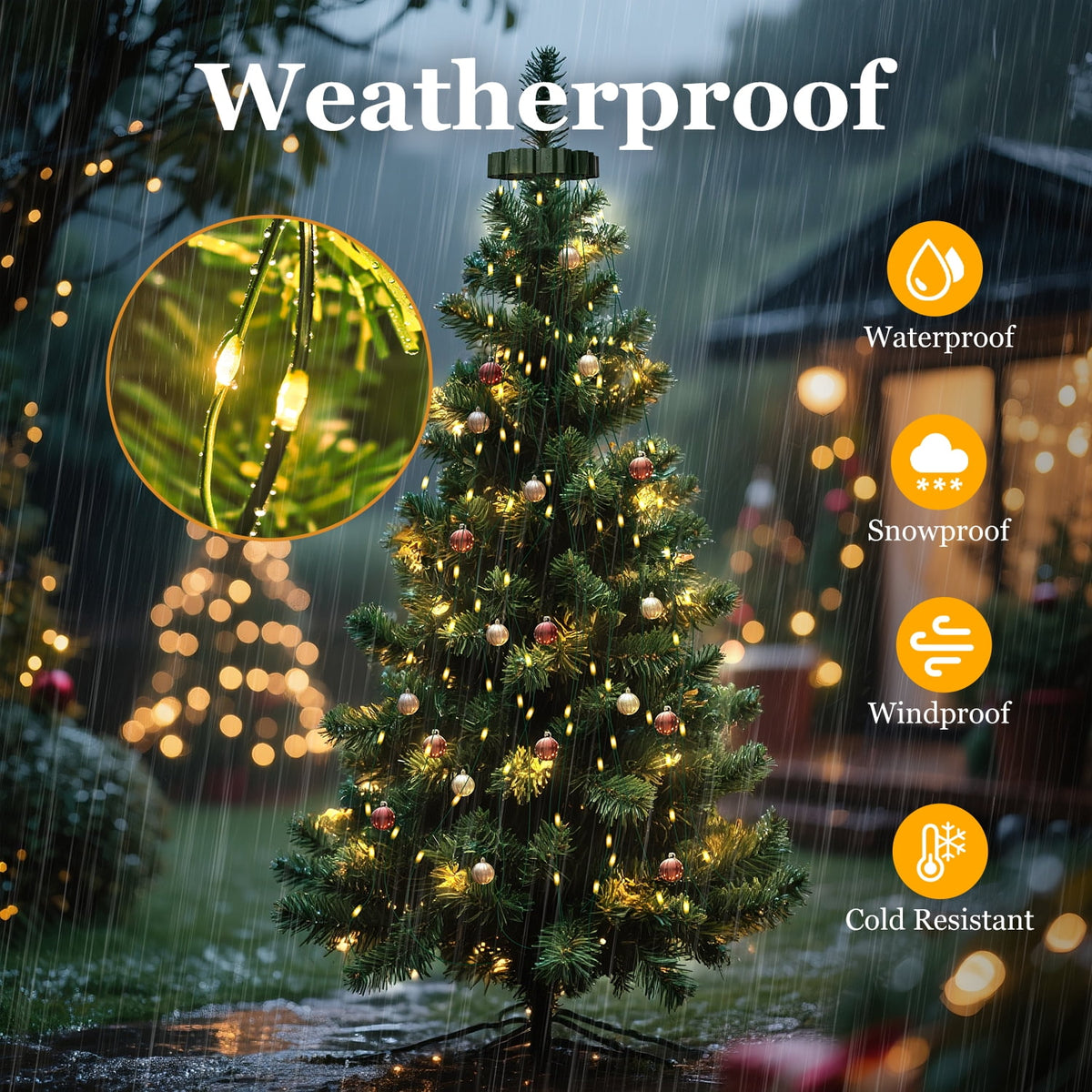 6.6FT 400 LED USB Christmas Tree Lights with Remote and Timer, Dimmable Waterproof Twinkle String Lights 8 Modes for 5-7FT Tree Indoor Outdoor, Warm White