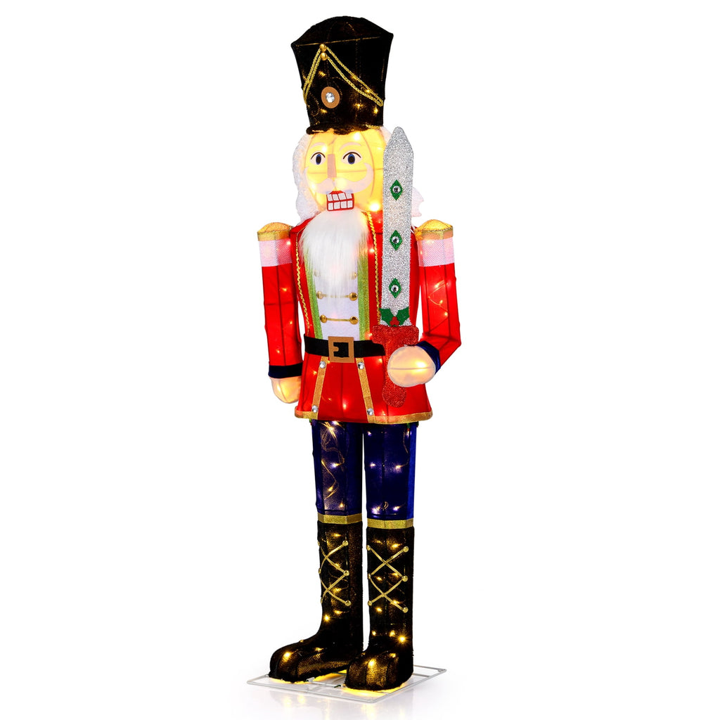 Gymax 5 FT Lighted Nutcracker Soldier Christmas Decoration w/Glitter Sword Outdoor