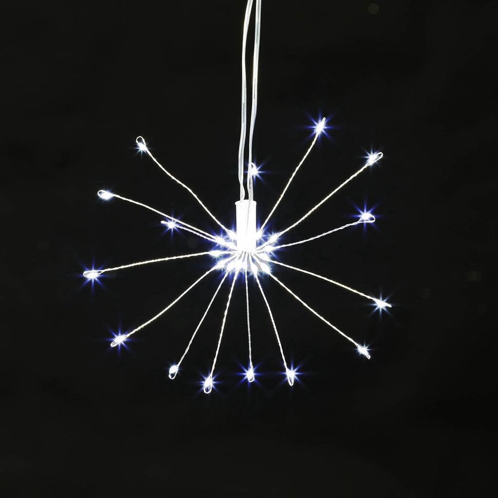 Indoor/Outdoor 6-Count LED 8-Function Starburst Christmas String Lights, Warm White, Transparent Wire, 7.5', by Holiday Time