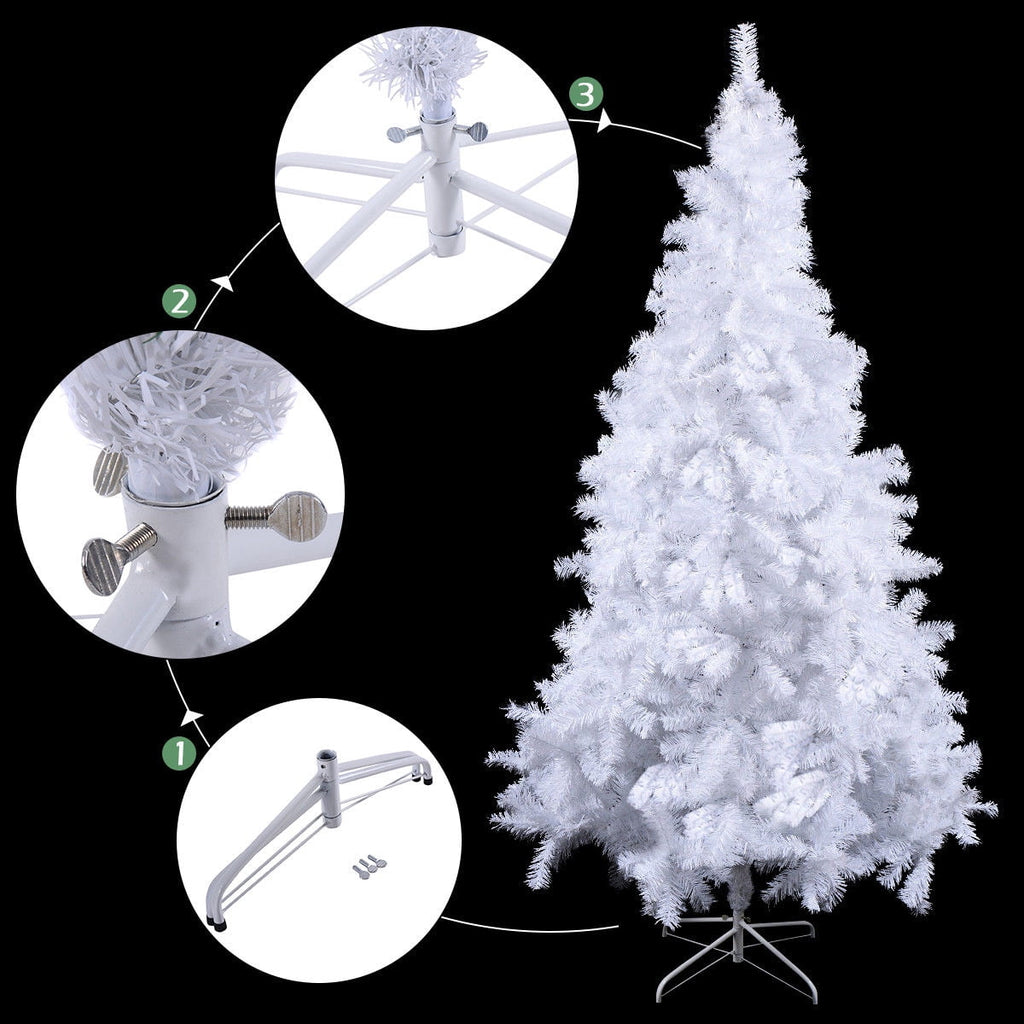 Costway 7Ft Artificial Xmas Tree Stand Christmas Decoration White