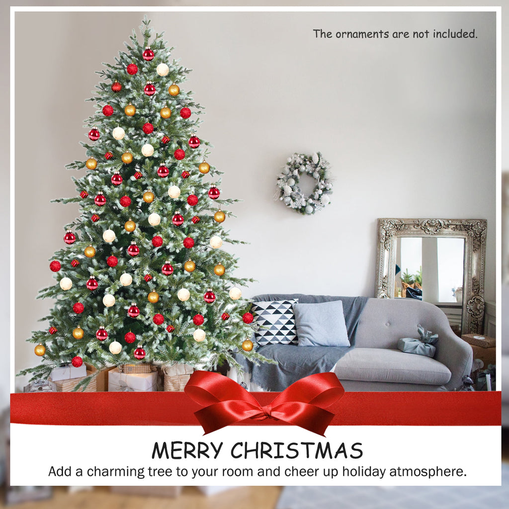 Gymax 7 Ft Artificial Christmas Tree Unlit Hinged Xmas Tree w/ Metal Stand