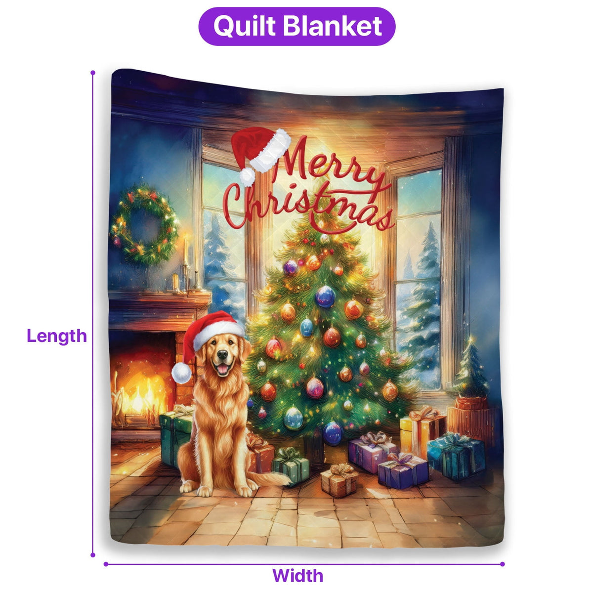 Merry Christmas French Bulldog Santa Hat Xmas Tree Winter Holiday Quilt Bedding Set Dog Lover Gifts 1 Blanket Bed Cover 2 Pillowcases - 01013