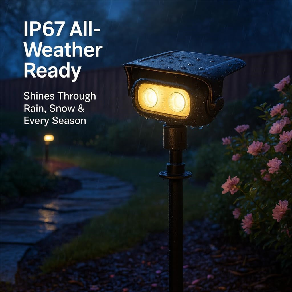 Indmird 1 pack Solar Path Lights, IP67 Waterproof for Garden Pathway Walkway Yard Lawn Decorative Landscape Lighting(Warm)