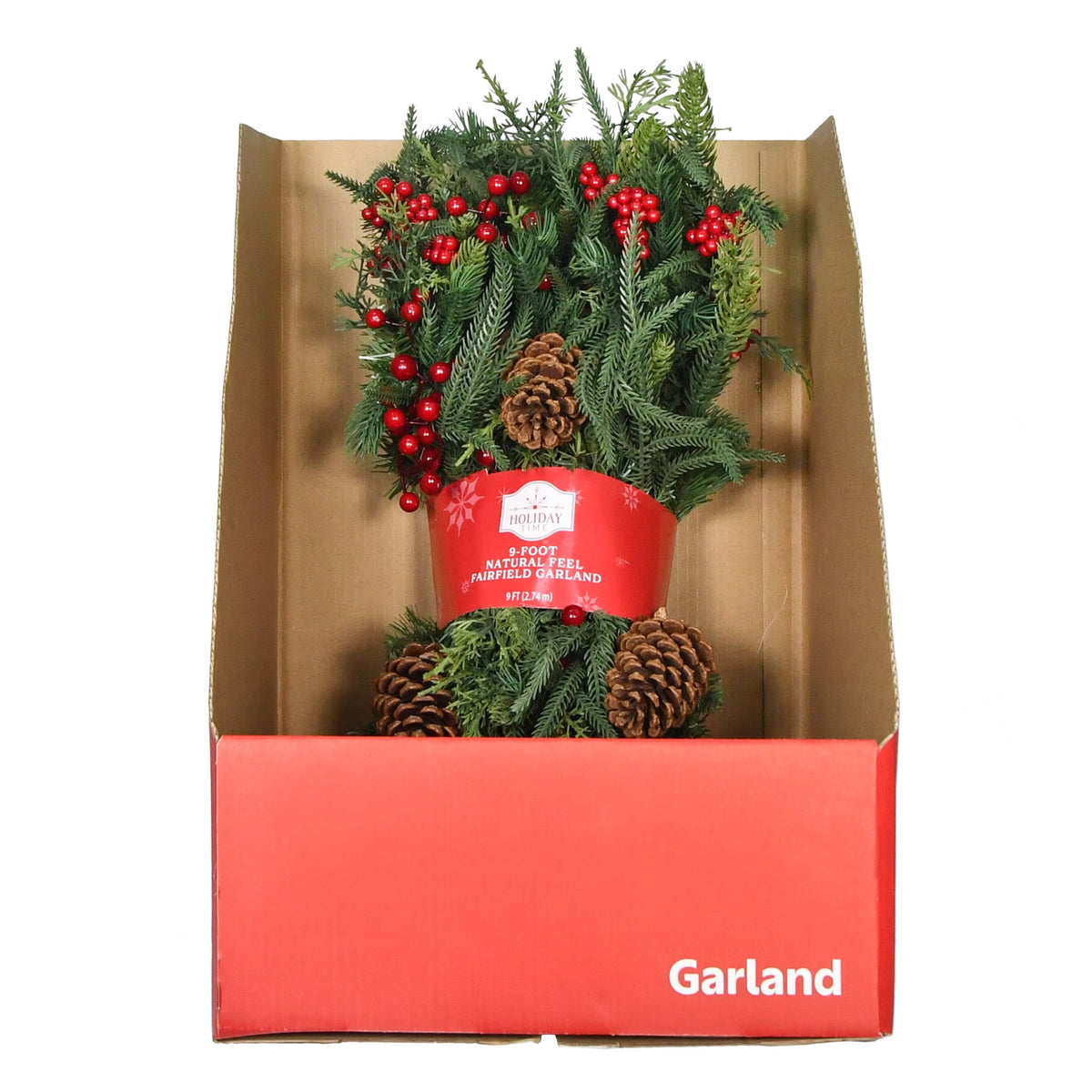 Fairfield Natural Feel Unlit Artificial Christmas Garland, Green, 9', by Holiday Time