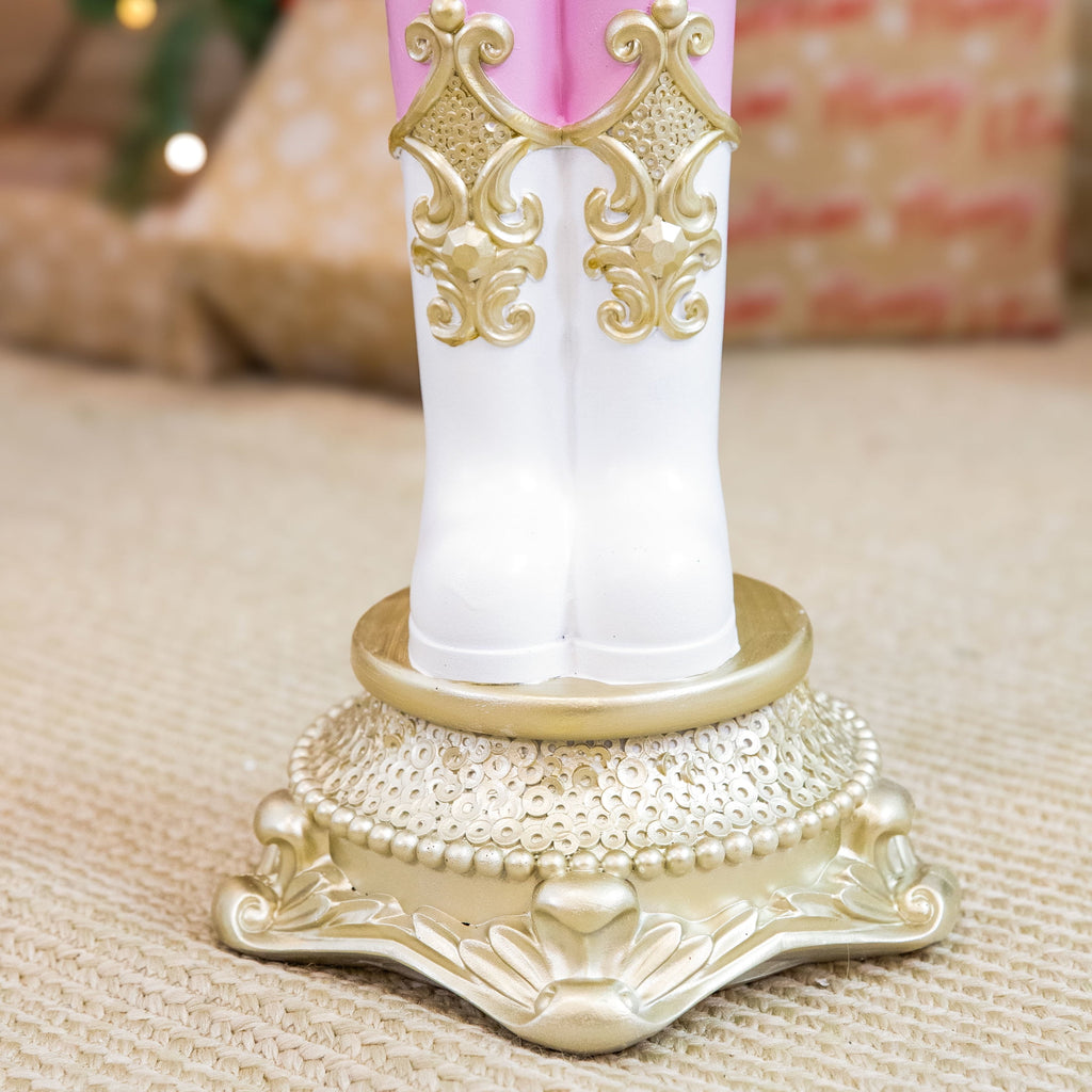 Sunnydaze Pink Polyresin Kenneth the Princely Nutcracker Christmas Statue, 37"