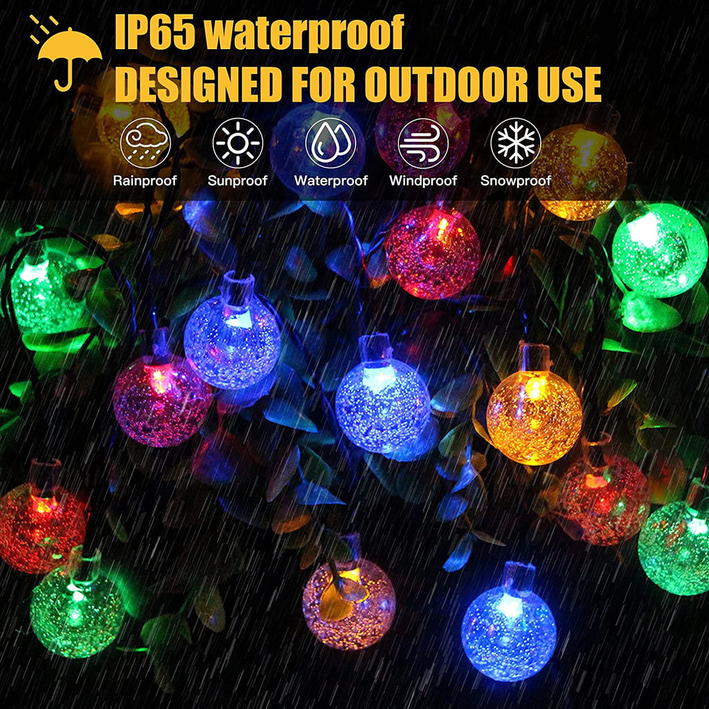 Juhefa Solar String Lights Outdoor 60 Led 35.6 ft Crystal Globe Lights for Garden Yard Porch Wedding Party Decor (White)
