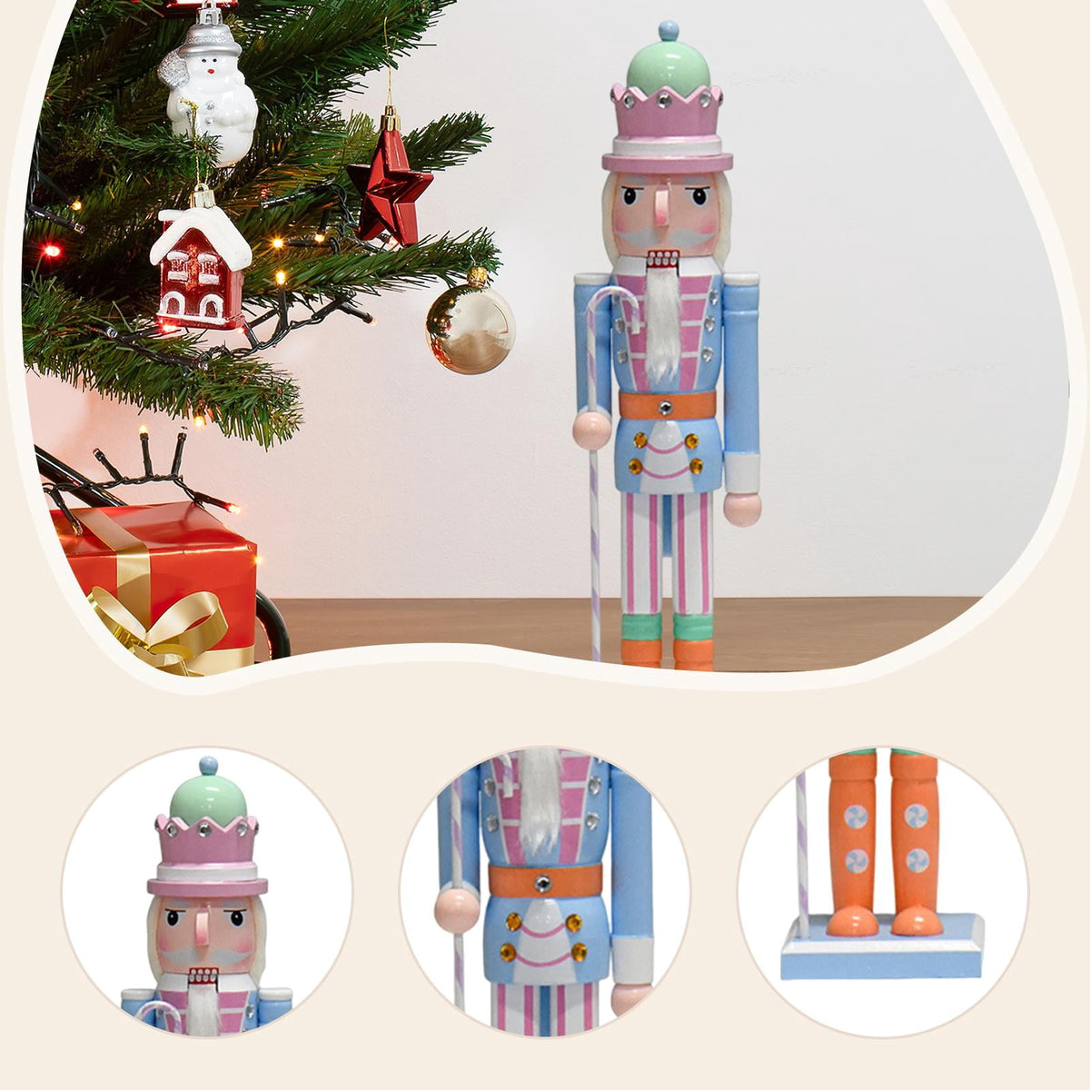 balikha Nutcracker Figurine, Wooden Decorative Object, Table Ornament, Christmas Figurine, Gift for Collectors, Living Room, Office, Bedroom, Christmas Atmosp Style A