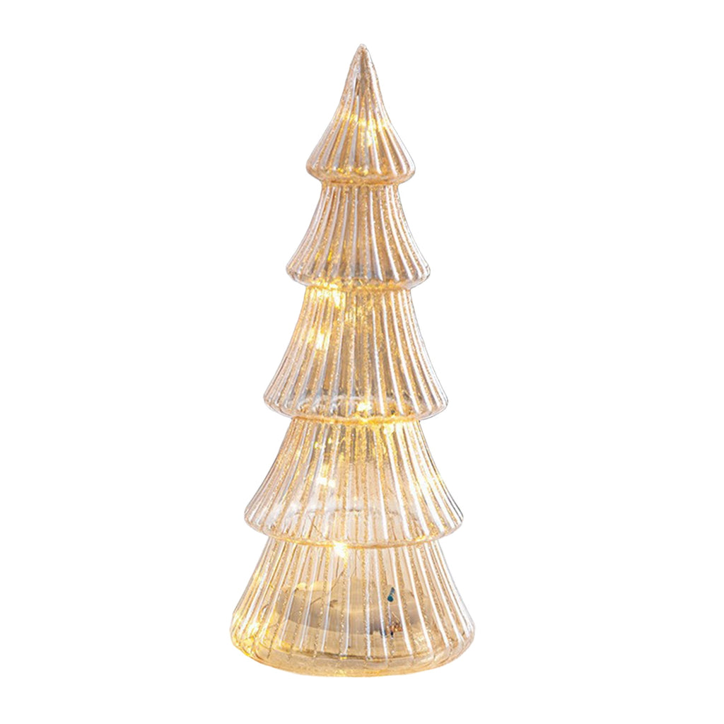 Dserhfy Illuminated Glass Christmas Tree Tabletop Light Up Christmas Tree Figurine for Xmas Home Party Centerpiece Tabletop Mantel Decor